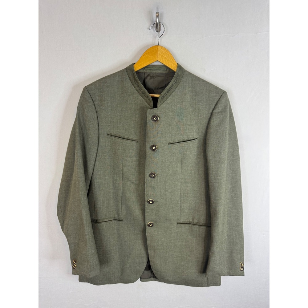 Steinbock Austrian Trachten Jacket Men US 40 EU 50 Wool Olive Green Loden Blazer